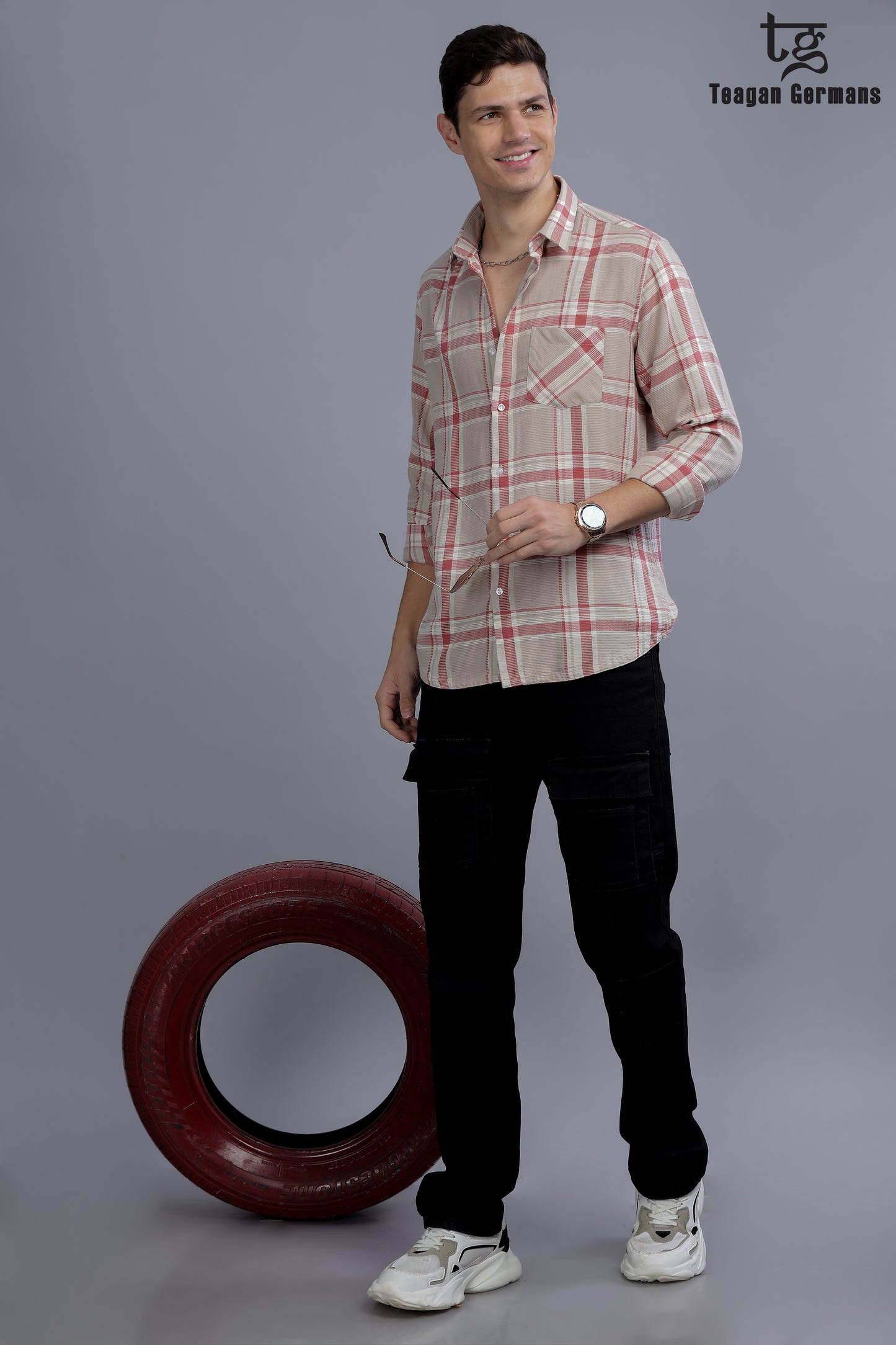 Men Collar Casual Shirt - Beige