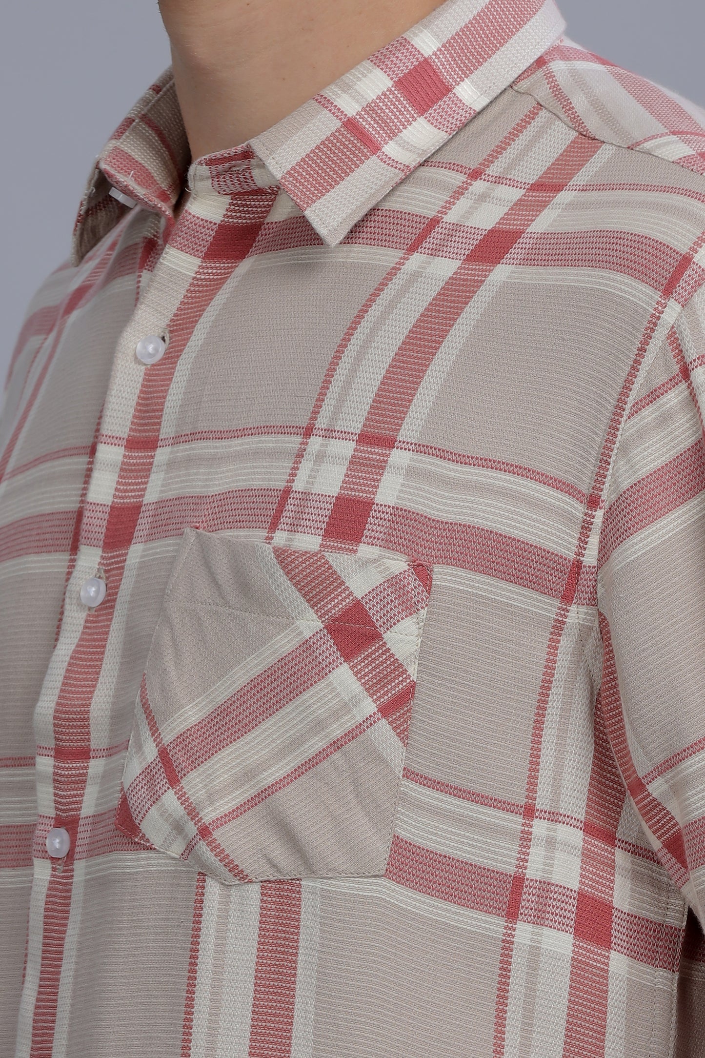 Men Collar Casual Shirt - Beige