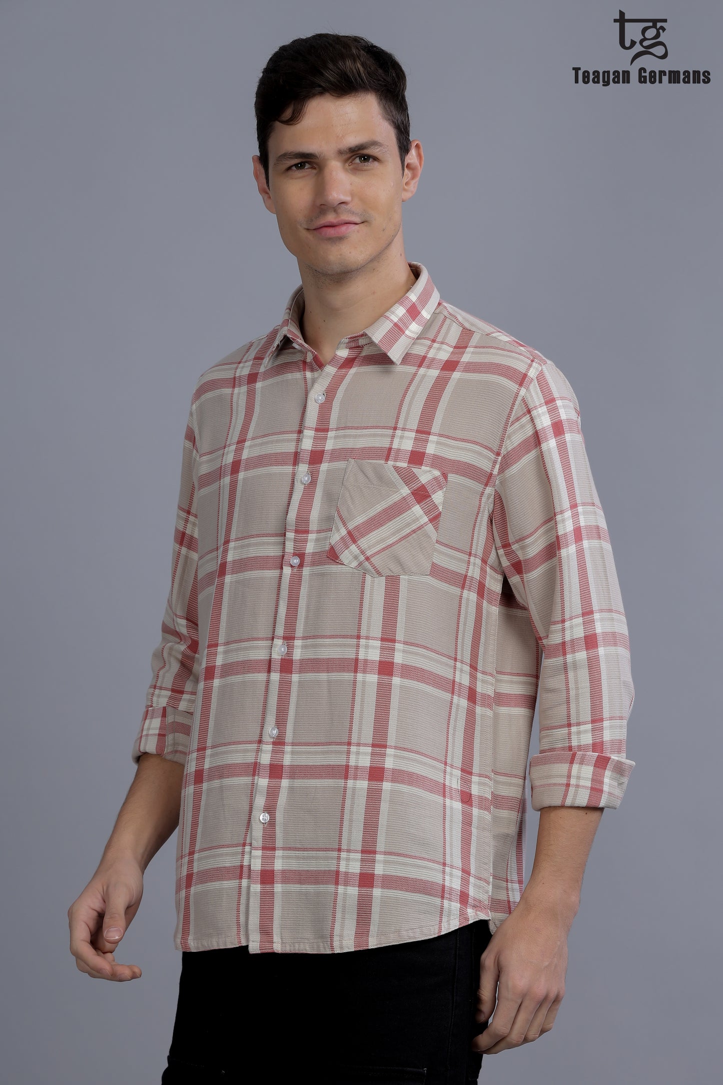 Men Collar Casual Shirt - Beige