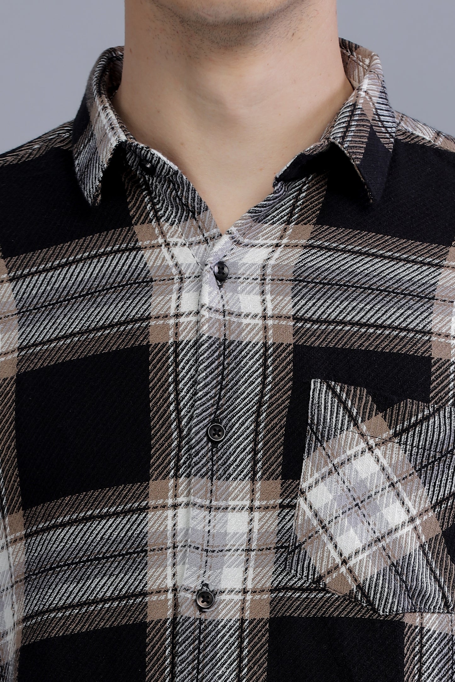 Relaxed Slim Fit Tartan Checks Cotton Casual Shirt