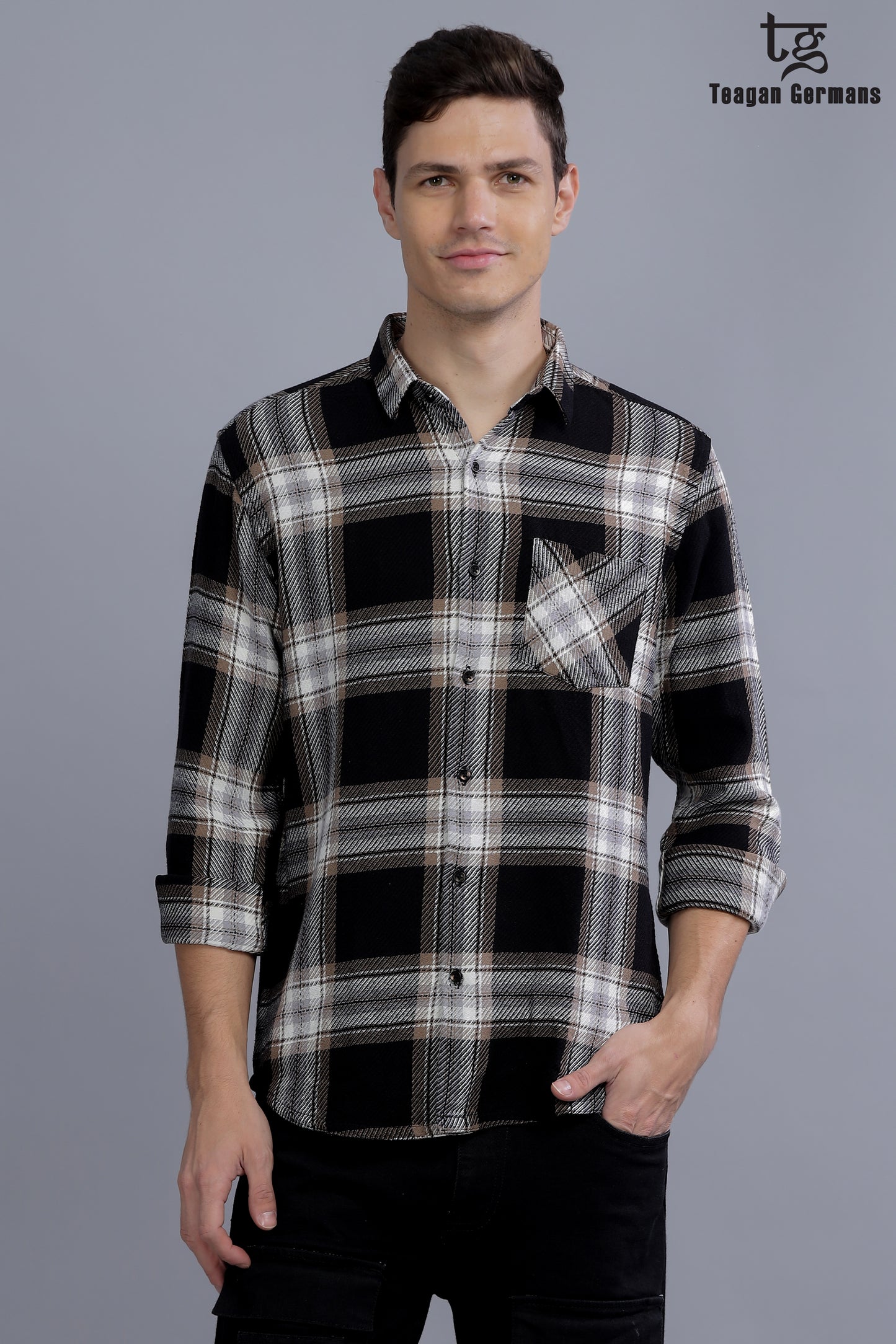 Relaxed Slim Fit Tartan Checks Cotton Casual Shirt