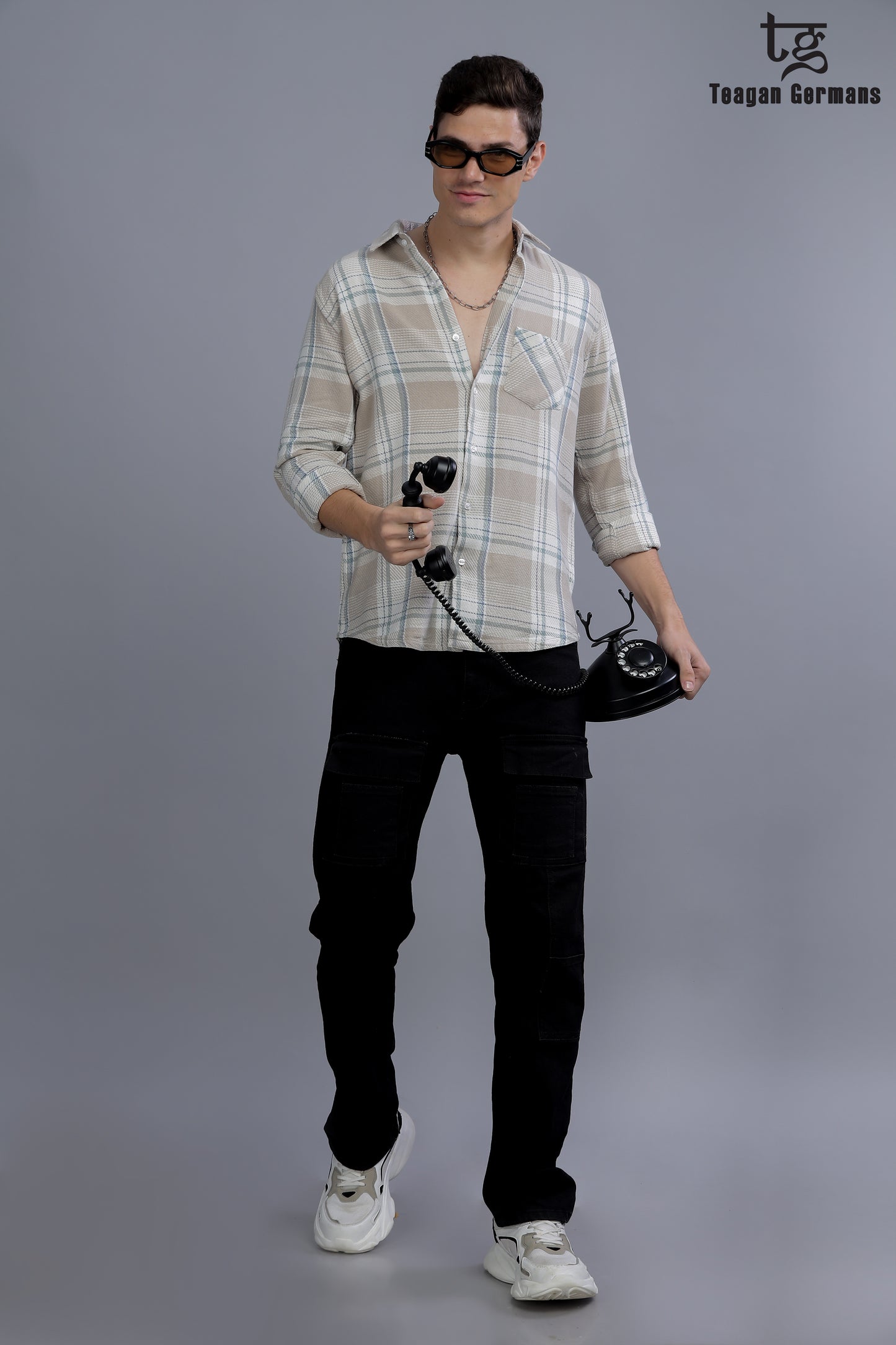 Men Short Sleeve Check Casual Shirt