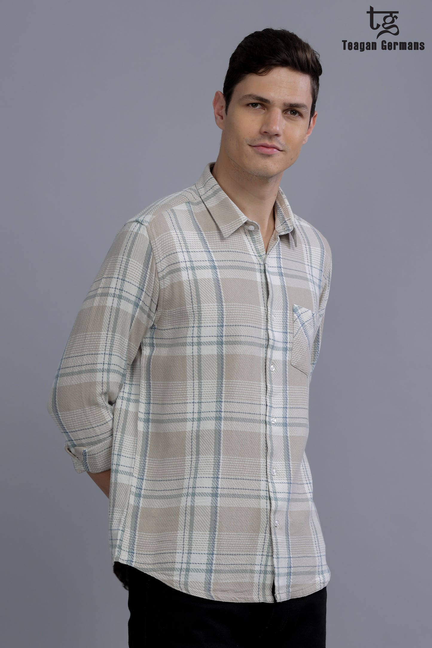 Men Short Sleeve Check Casual Shirt