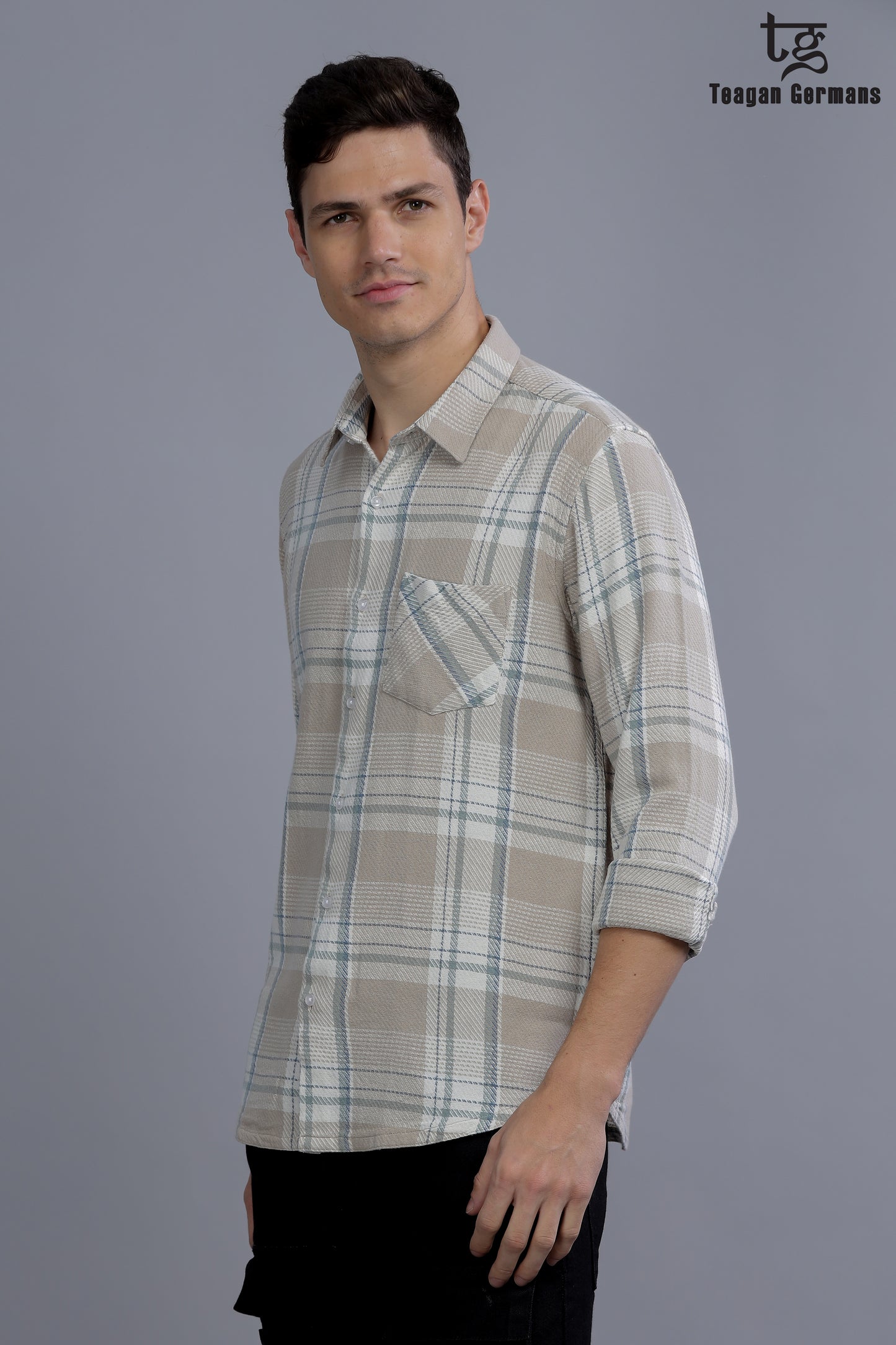 Men Short Sleeve Check Casual Shirt