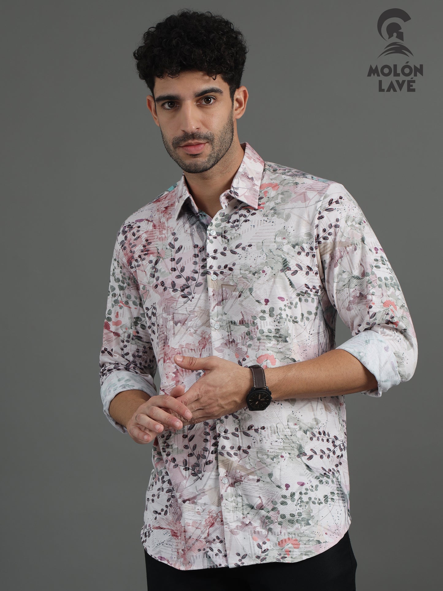 Paisley Print Spread-Collar Shirt