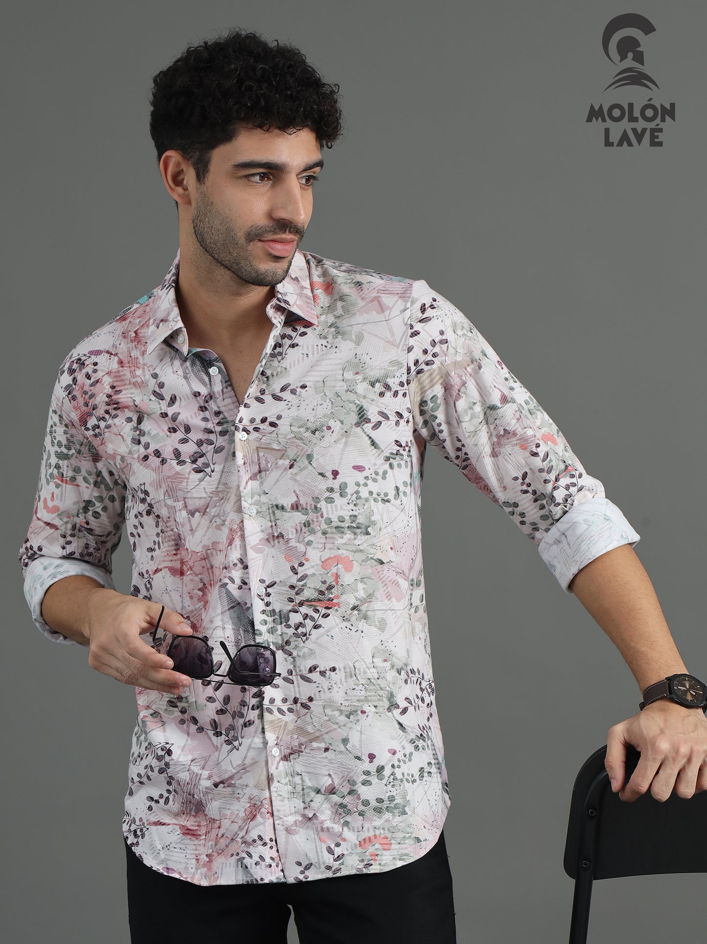 Paisley Print Spread-Collar Shirt