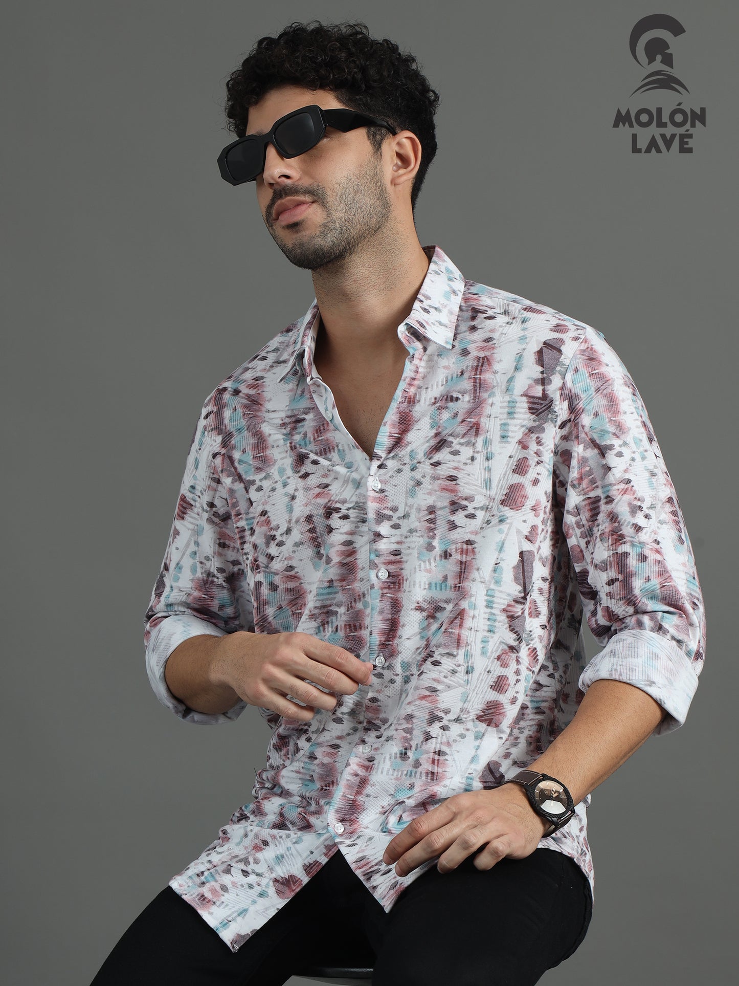 Men's Grey Abstract Braga Full Sleeve Printed Shirt