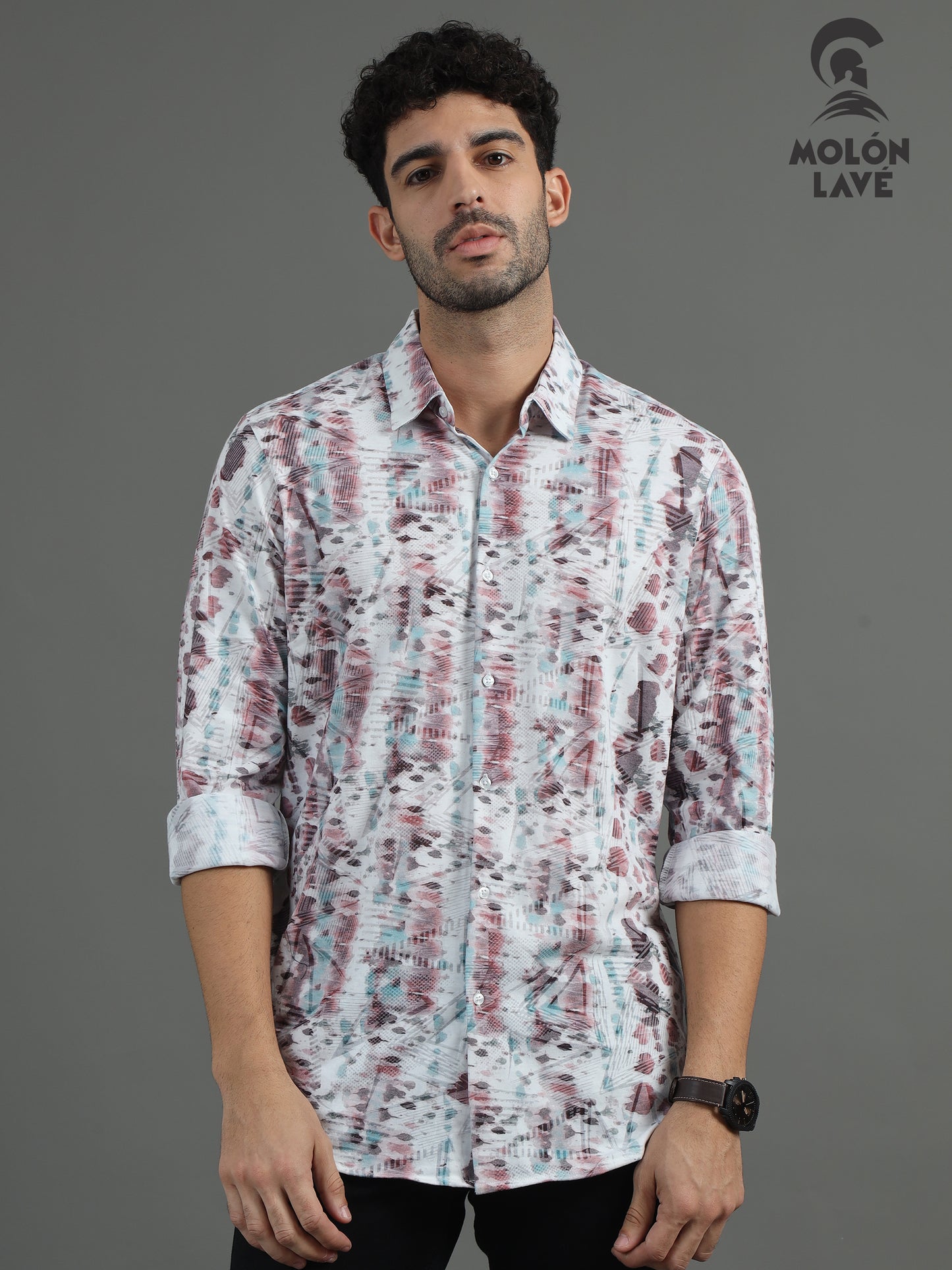 Men's Grey Abstract Braga Full Sleeve Printed Shirt