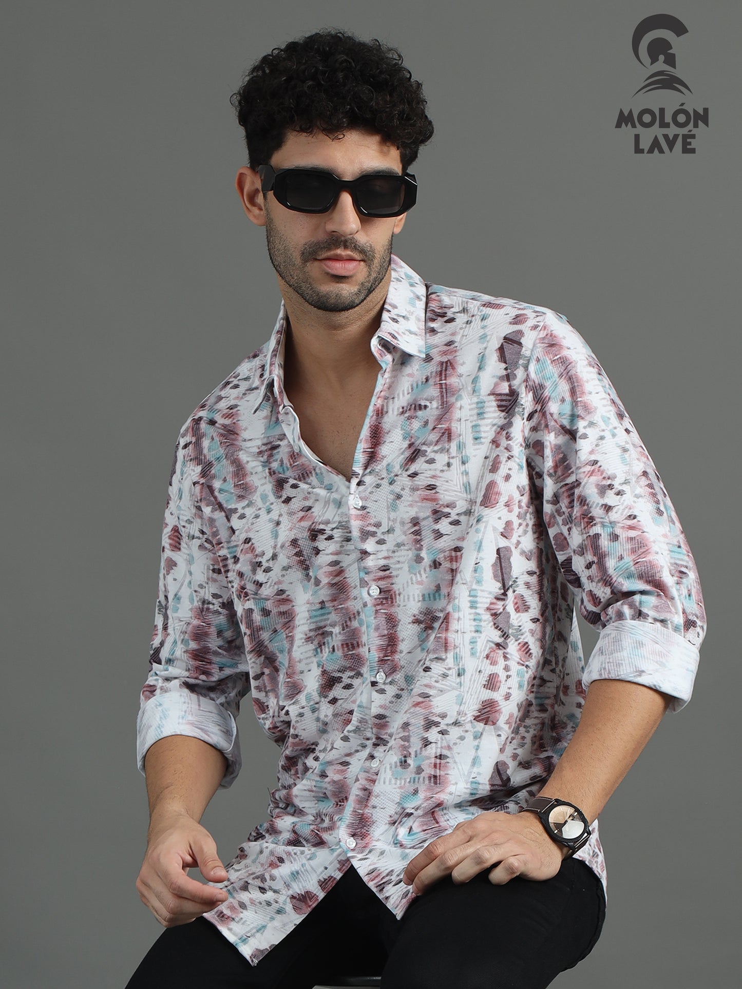 Men's Grey Abstract Braga Full Sleeve Printed Shirt