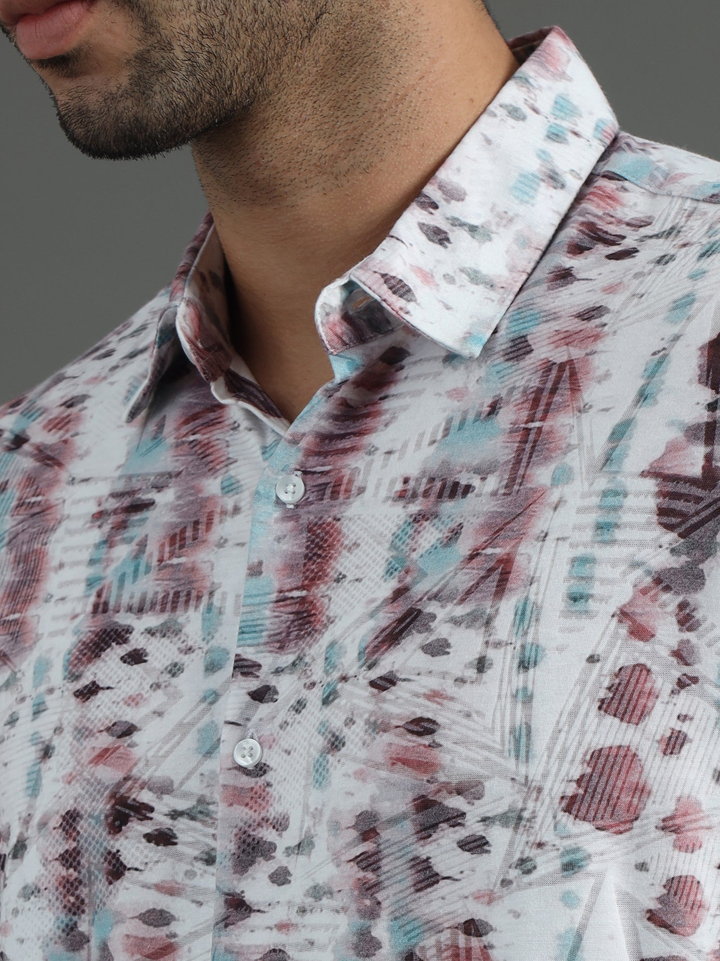 Men's Grey Abstract Braga Full Sleeve Printed Shirt