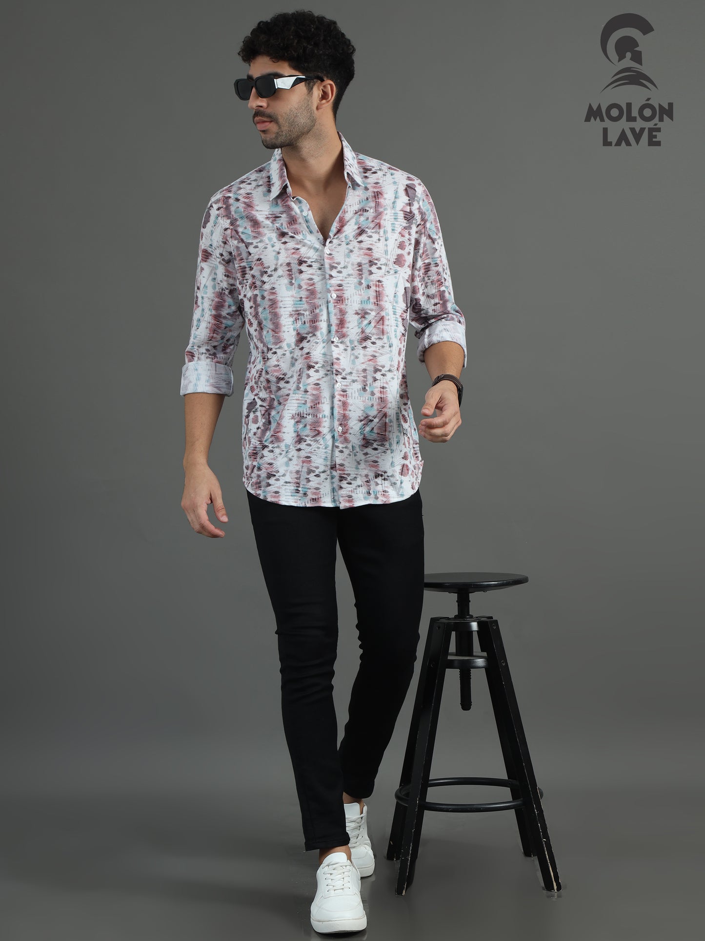Men's Grey Abstract Braga Full Sleeve Printed Shirt