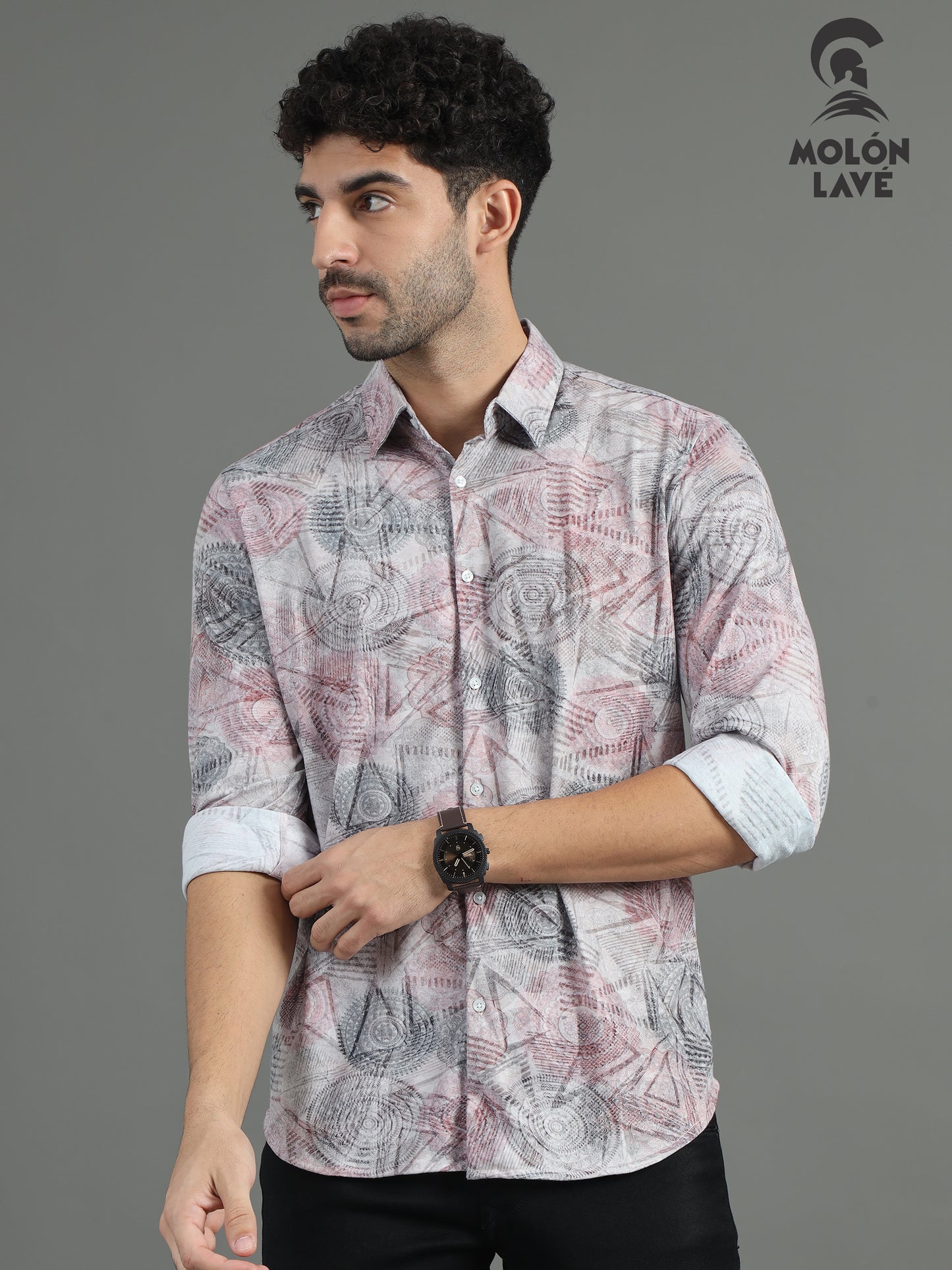 Men's Brown Stripes Full Sleeve Printed Shirt