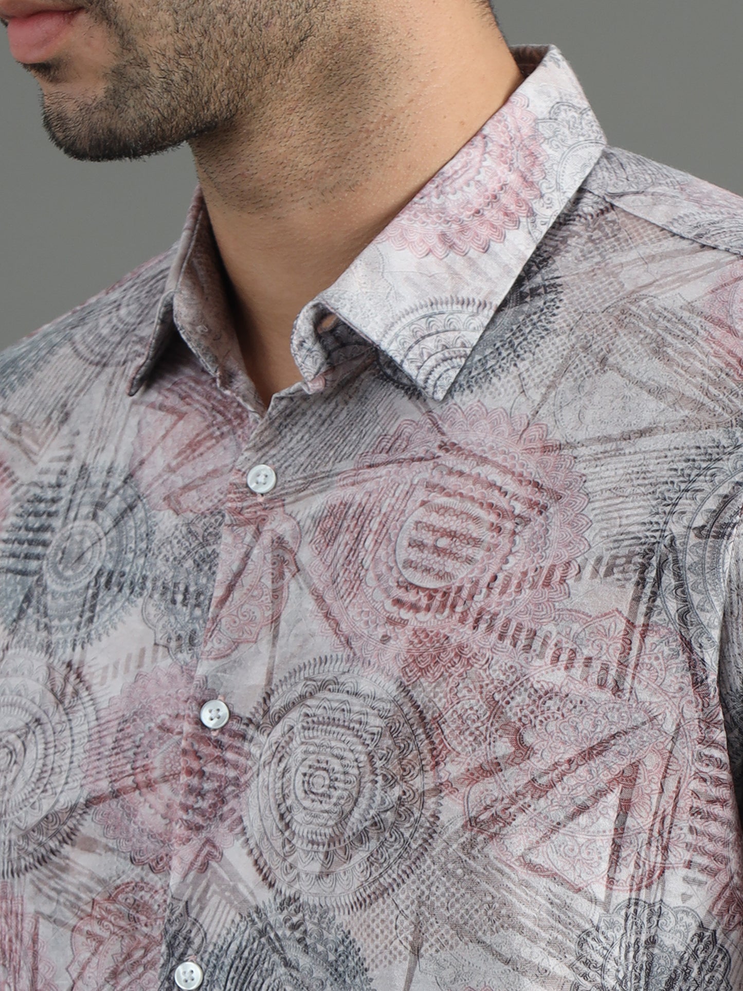 Men's Brown Stripes Full Sleeve Printed Shirt