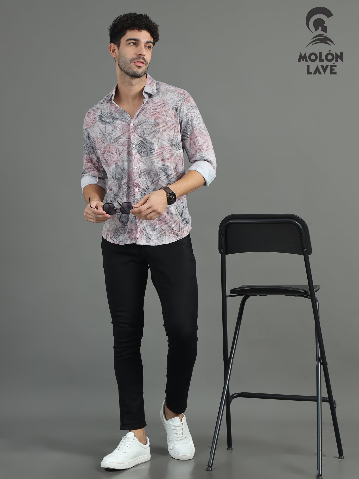 Men's Brown Stripes Full Sleeve Printed Shirt