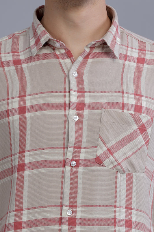 Men Collar Casual Shirt - Beige