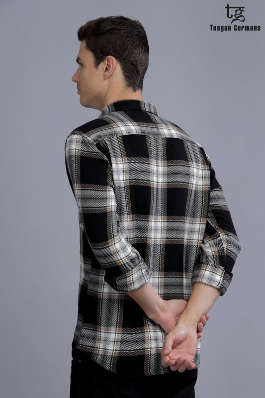 Relaxed Slim Fit Tartan Checks Cotton Casual Shirt