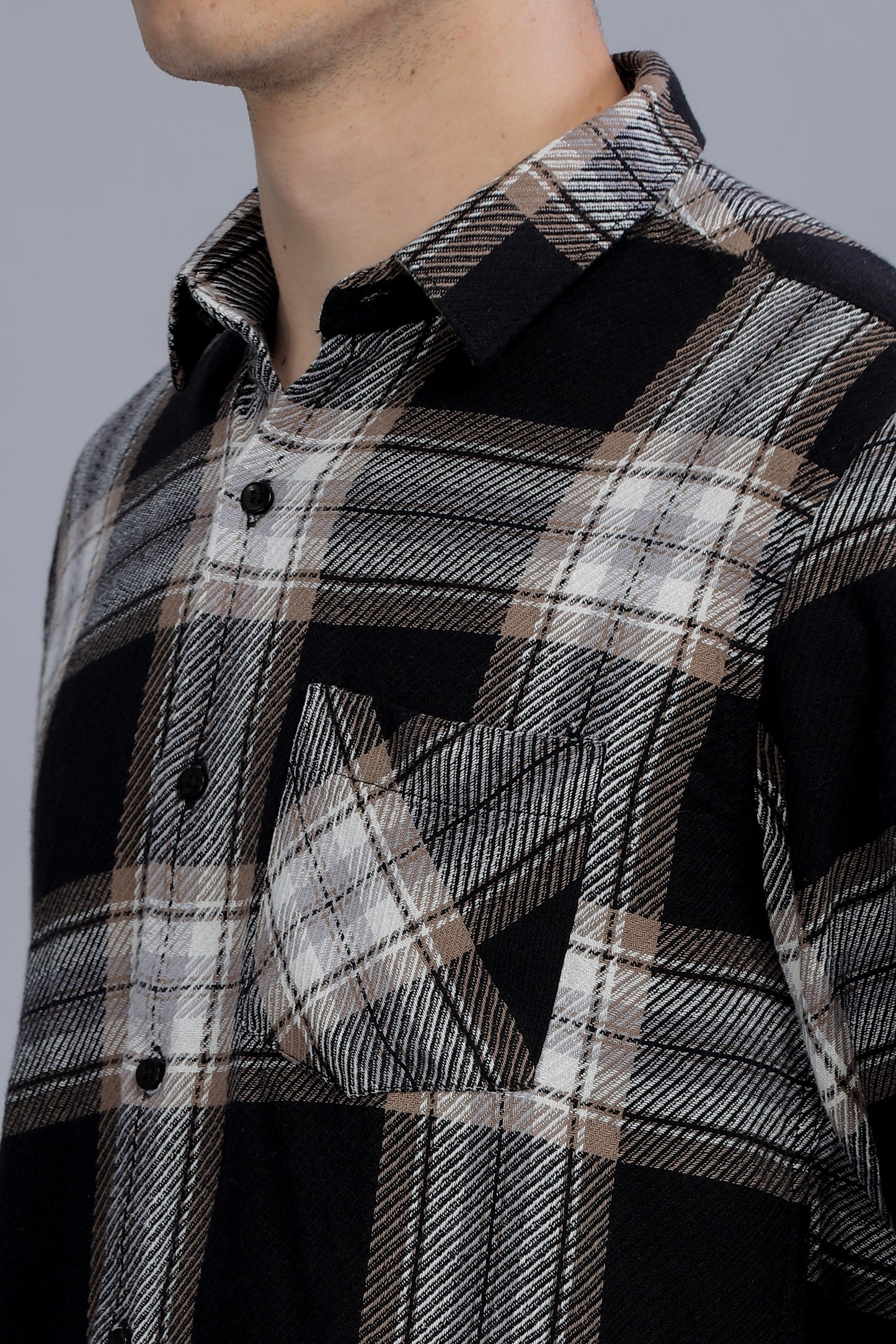 Relaxed Slim Fit Tartan Checks Cotton Casual Shirt