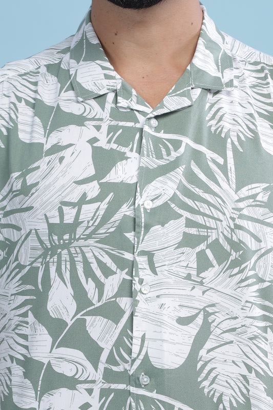 Relaxed Fit Linen Blend Tropical Shirt