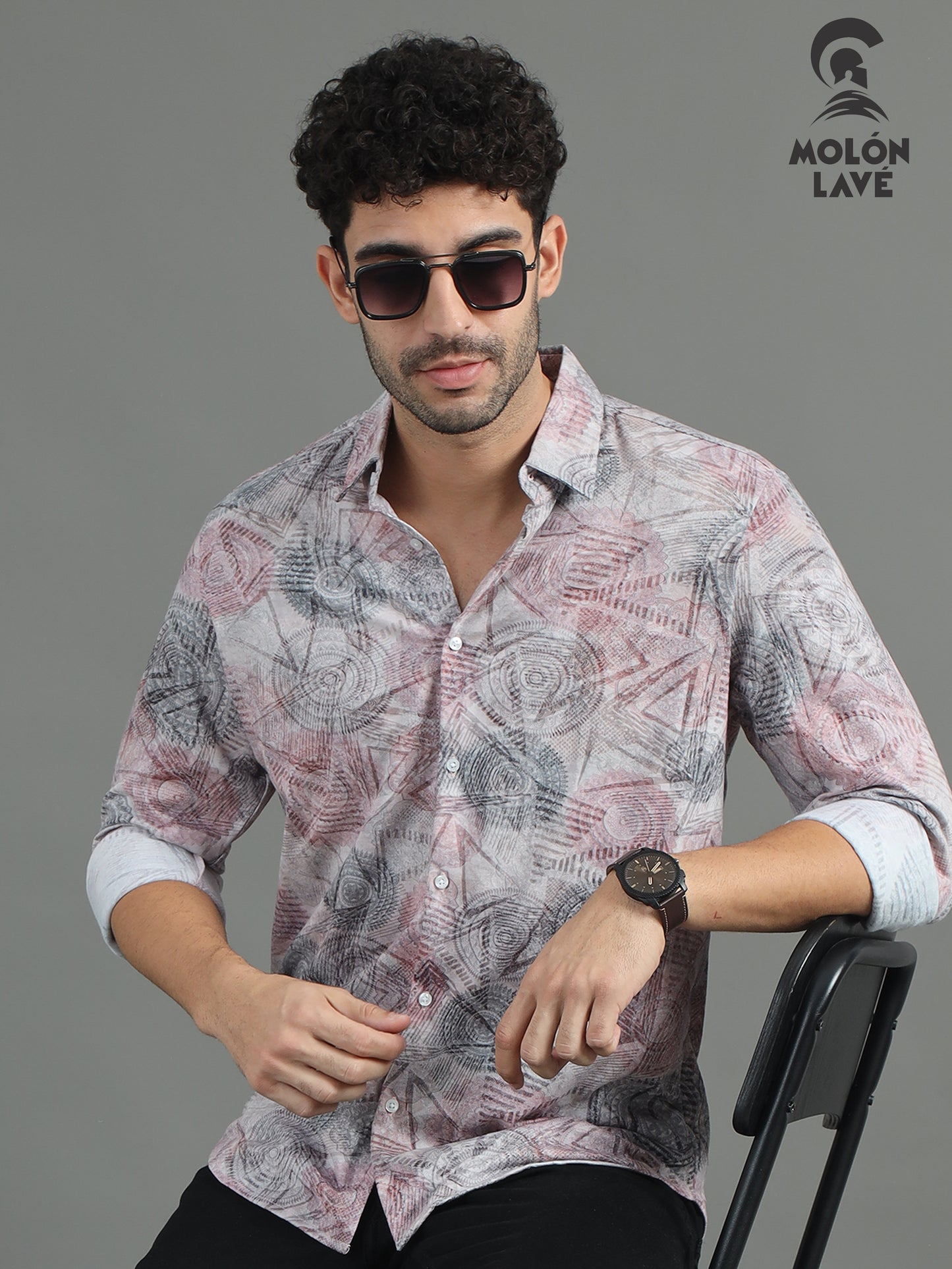 Men's Brown Stripes Full Sleeve Printed Shirt