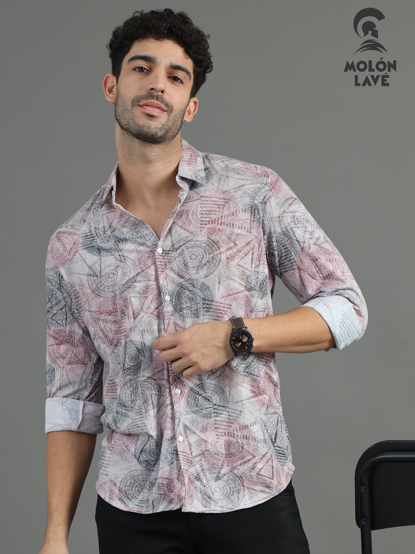 Men's Brown Stripes Full Sleeve Printed Shirt